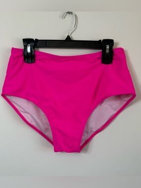 Neon Hot Pink High Waisted Bikini Bottoms XL Retro Barbiecore Swim